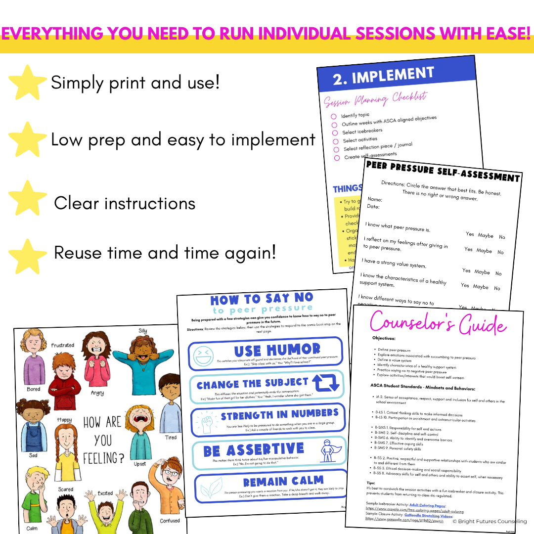 Middle School Peer Pressure Individual Counseling Lesson