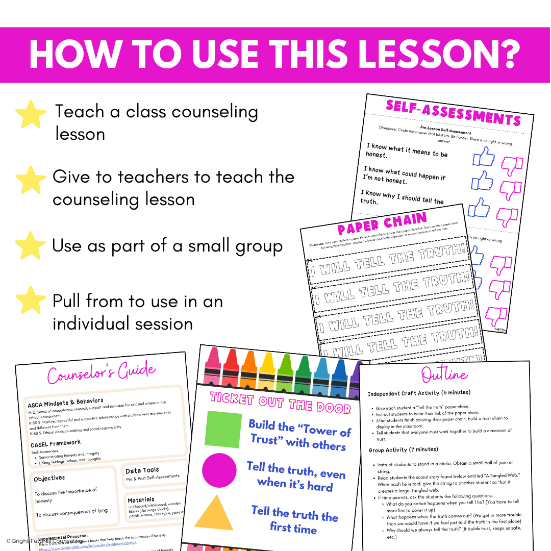 Honesty School Counseling Class Lesson for Primary