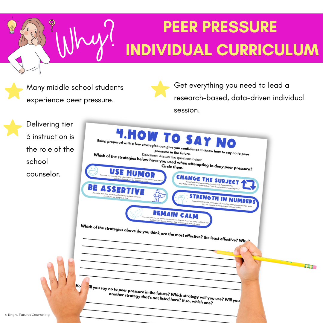 Middle School Peer Pressure Individual Counseling Lesson