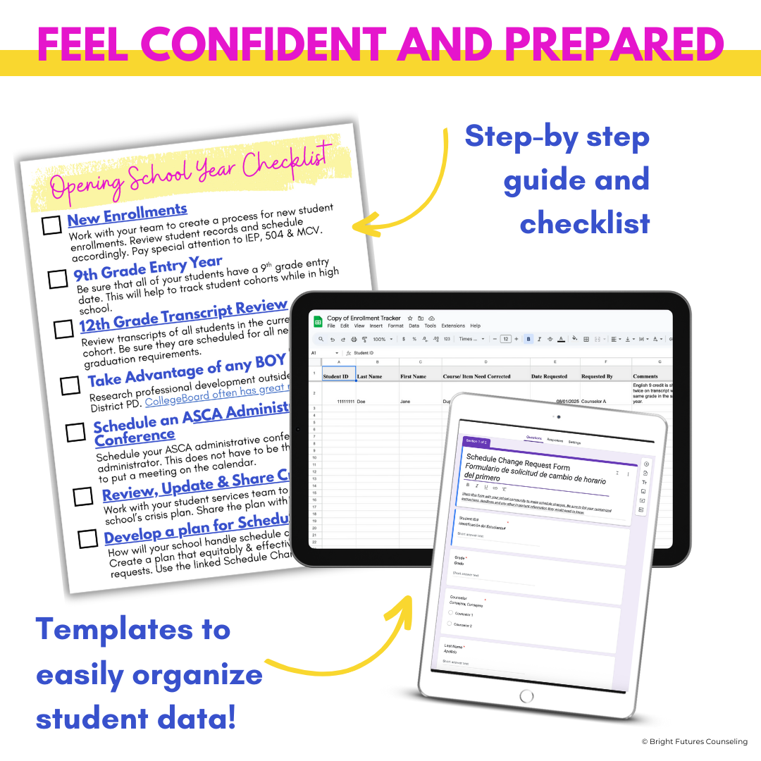 High School Counseling Opening School Year Checklist