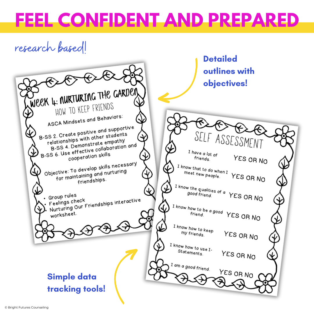 Friendship Activities and Lessons - Blooming Friendships Small Group Counseling