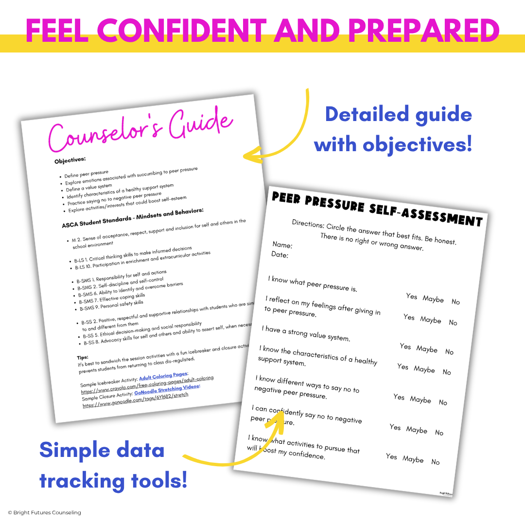 Middle School Peer Pressure Individual Counseling Lesson