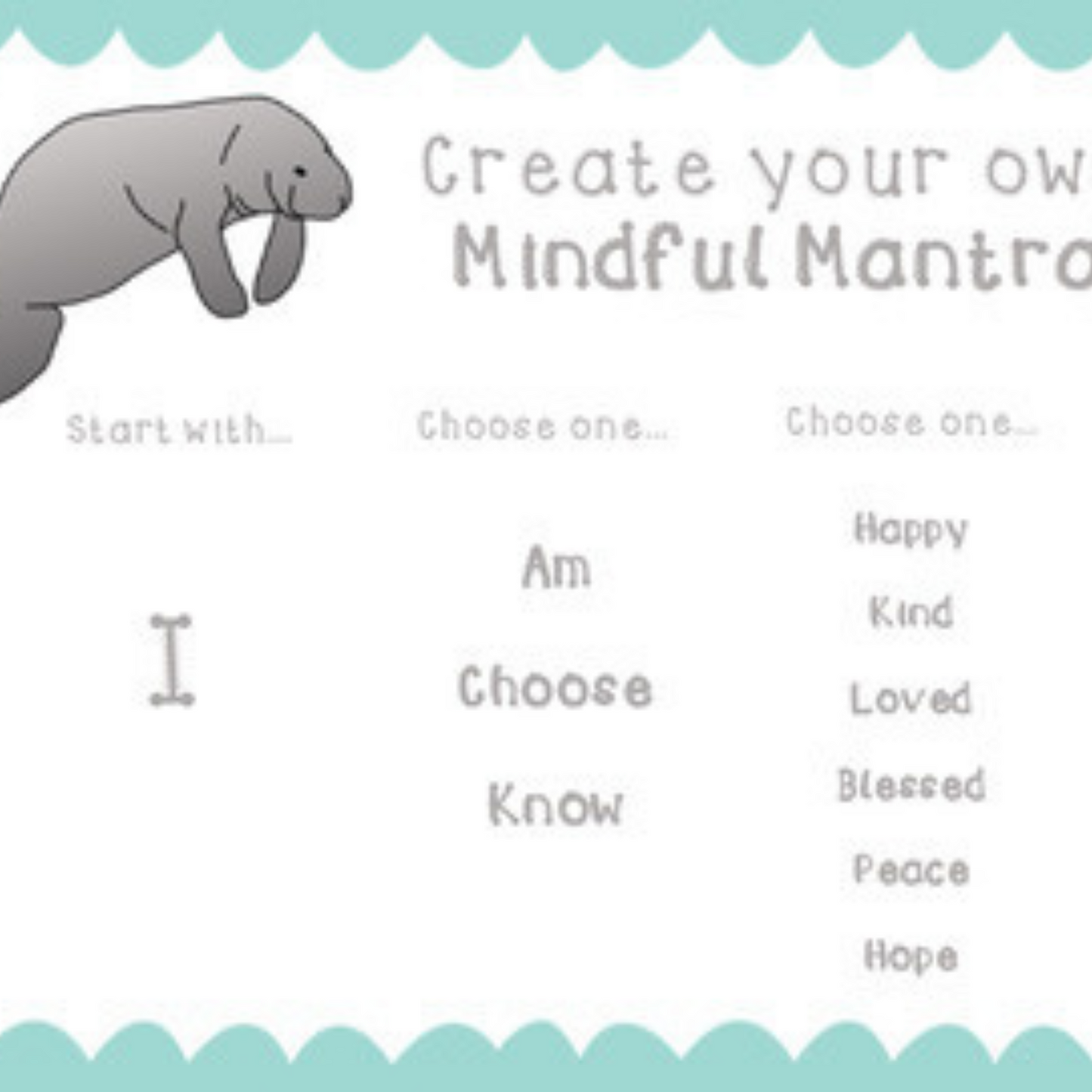 Mindful Manatee Mantras Classroom Posters Counseling Office and Classroom Decor