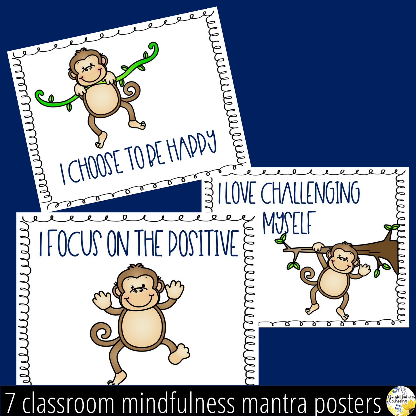 Mindful Monkey Mantras - Counseling Office and Classroom Decor