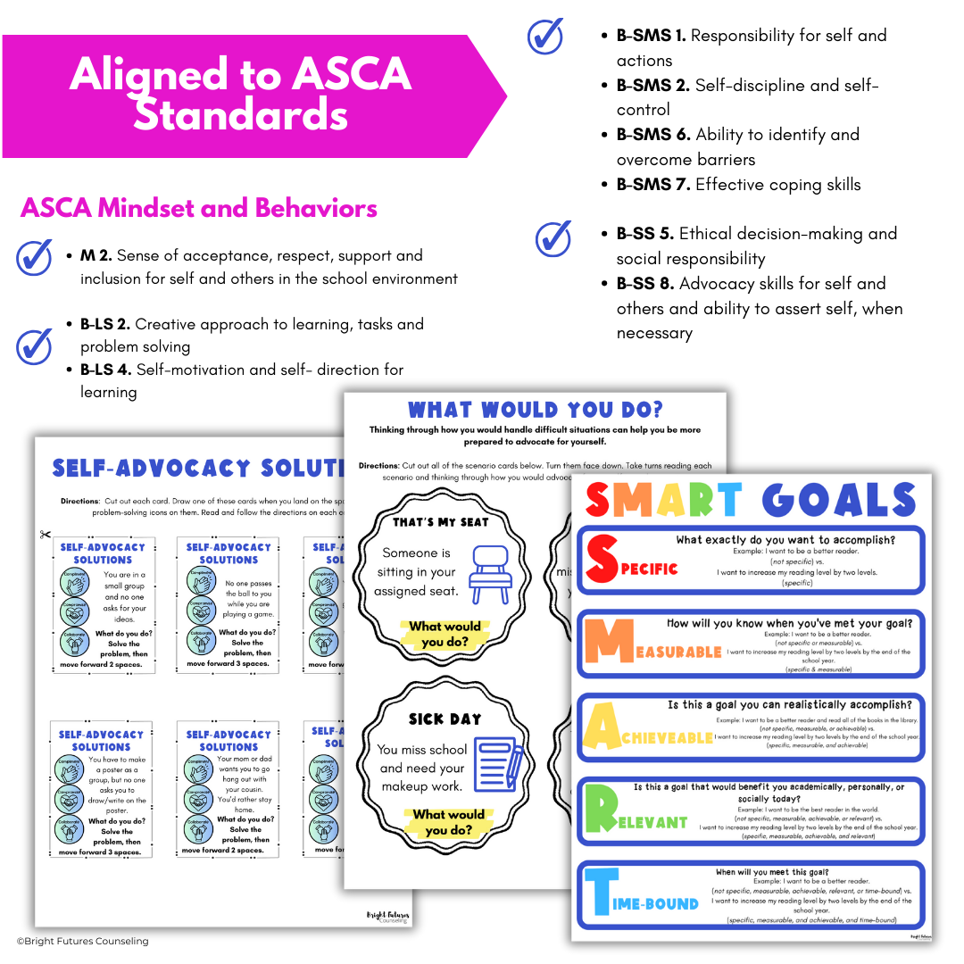 Self-Advocacy Middle School Individual Counseling - Self-Advocacy Worksheets