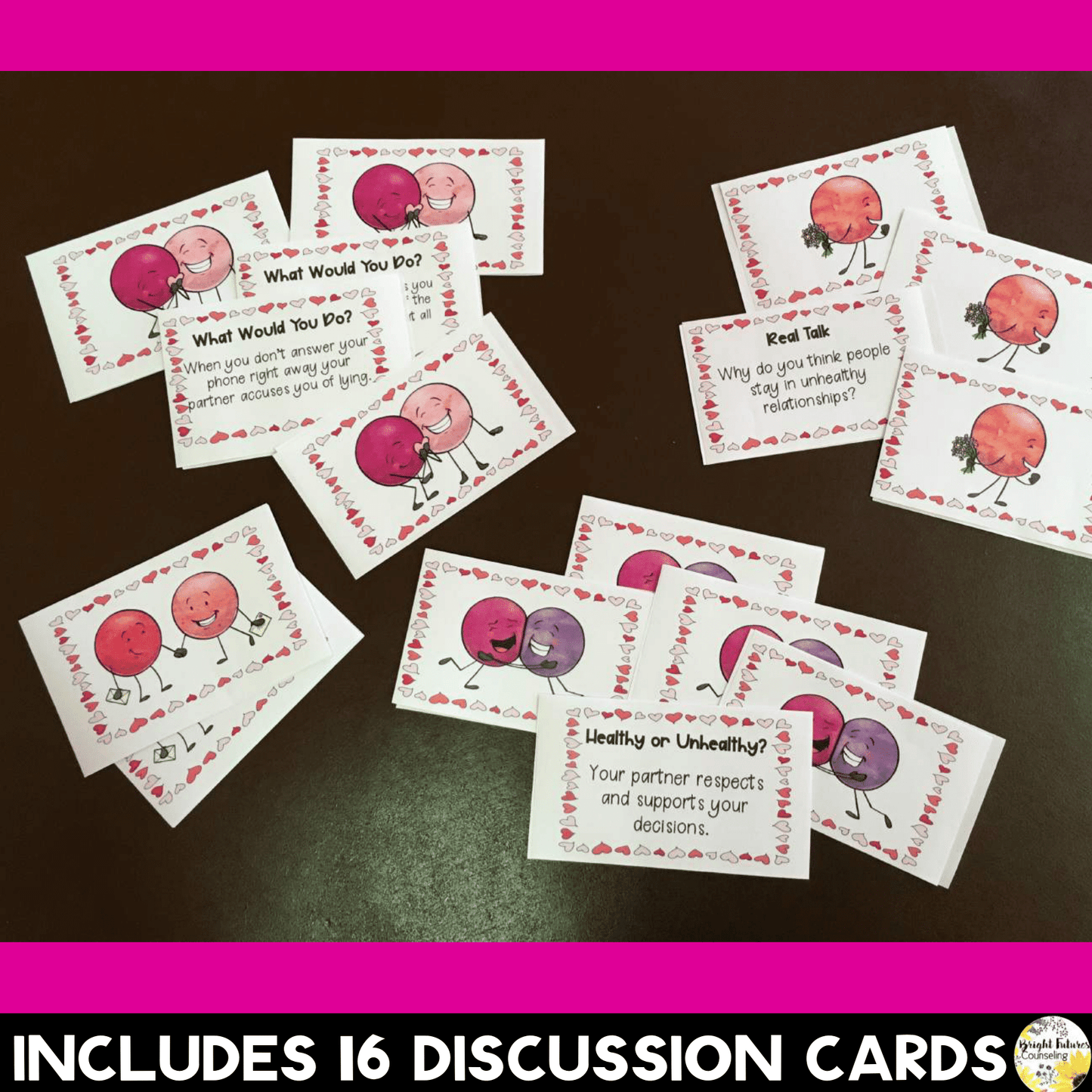 Healthy Vs. Unhealthy Relationships Discussion Cards - Valentine's Day Themed