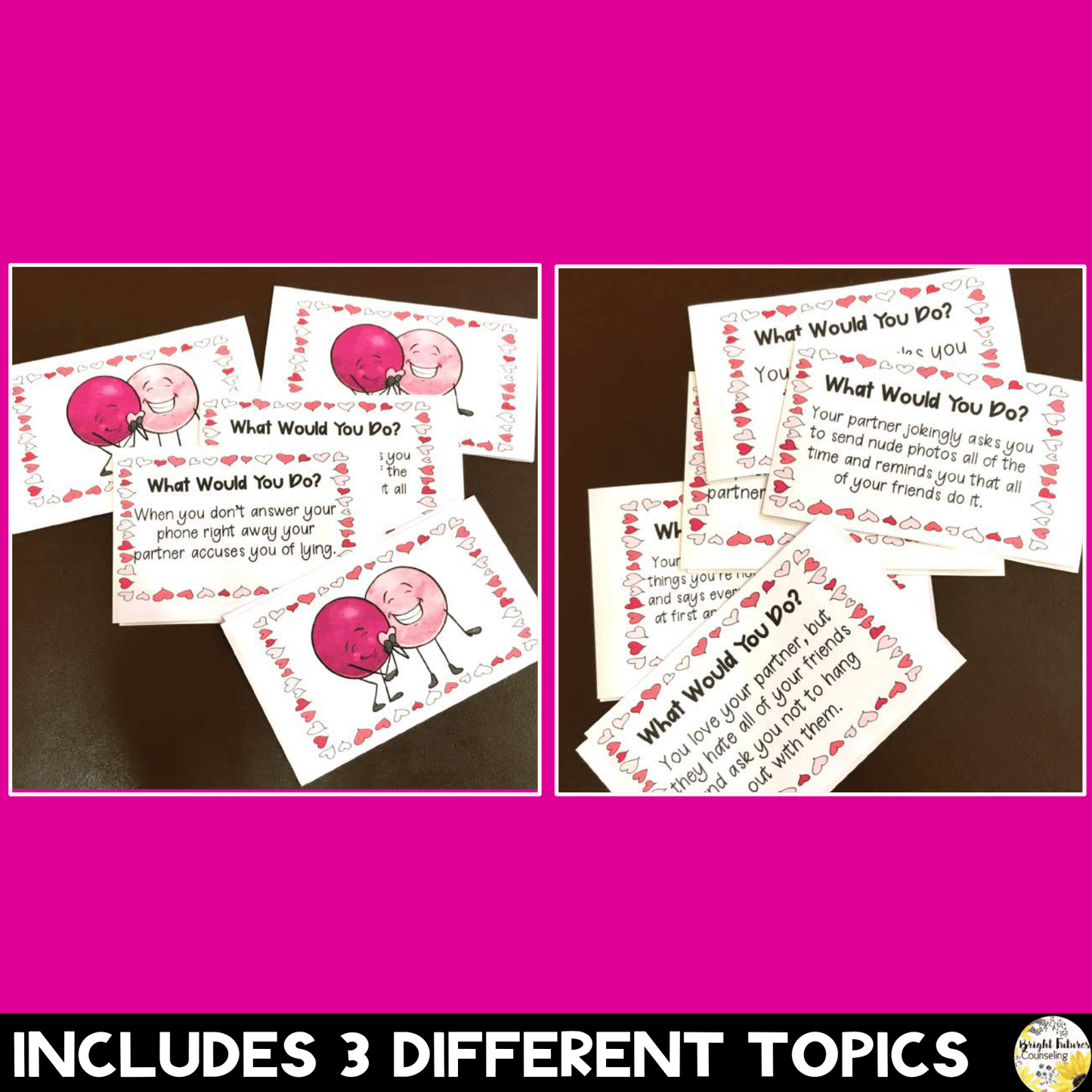 Healthy Vs. Unhealthy Relationships Discussion Cards - Valentine's Day Themed