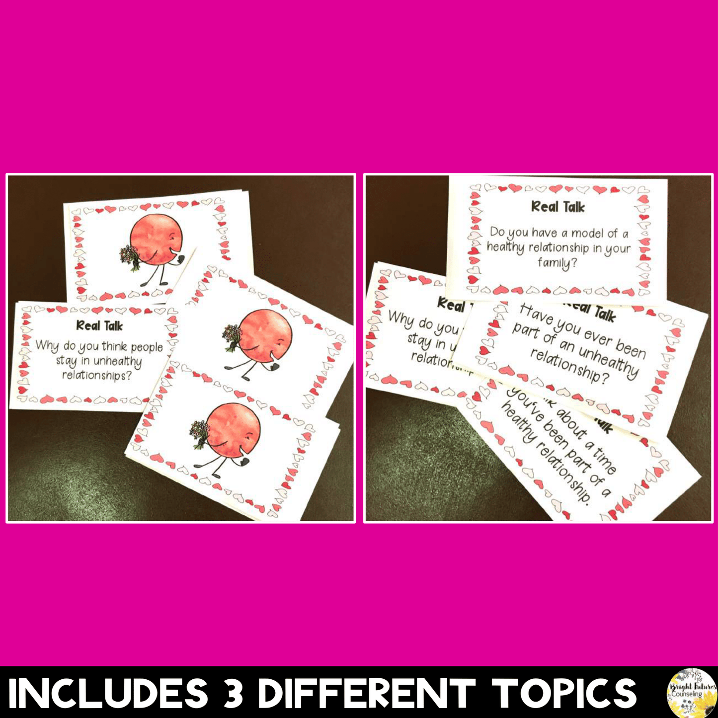 Healthy Vs. Unhealthy Relationships Discussion Cards - Valentine's Day Themed