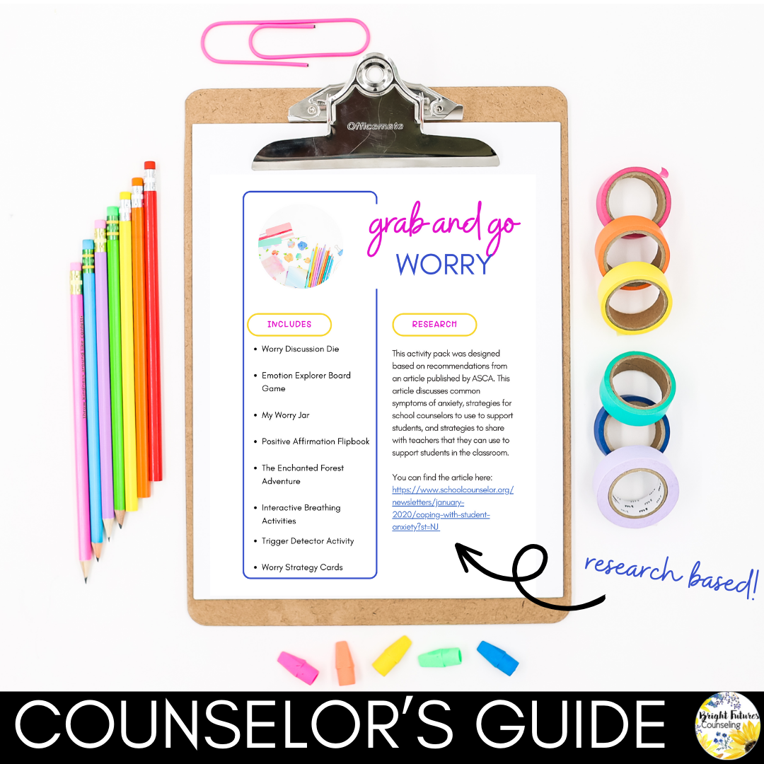 Worry and Anxiety Management - Coping Skills - Elementary Counseling Activities