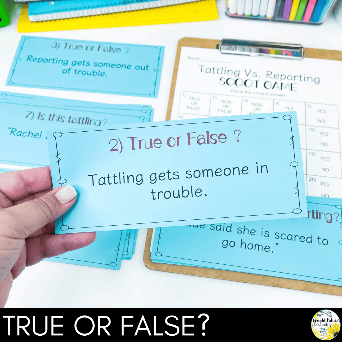 Tattling Vs Reporting Scoot Game School Counseling Game