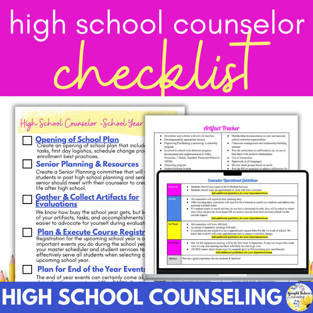 High School Counselor School Year Planning Checklist