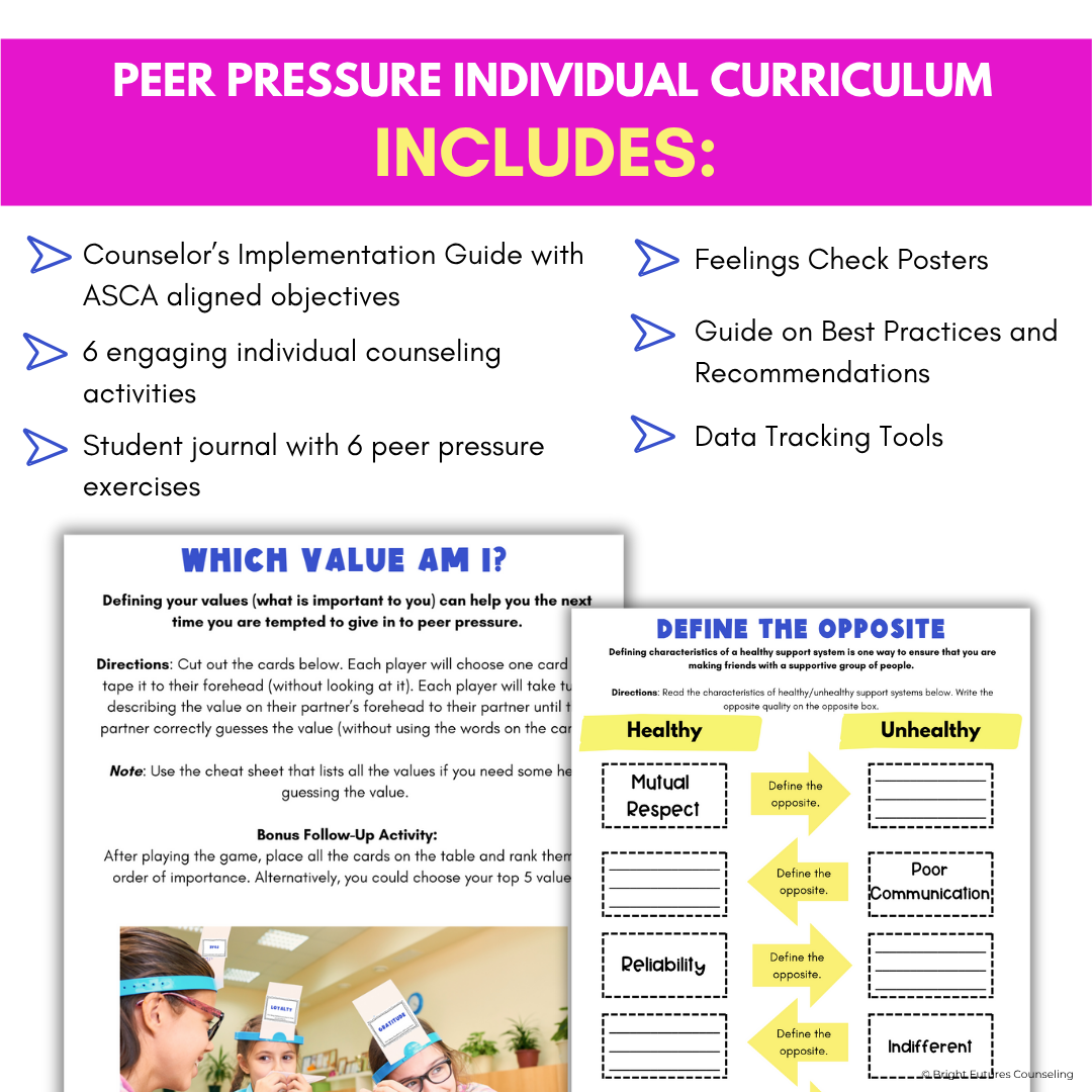 Middle School Peer Pressure Individual Counseling Lesson