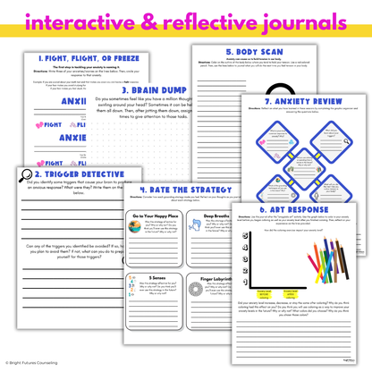 Anxiety Coping Skills Activities- Middle School Individual Counseling Curriculum