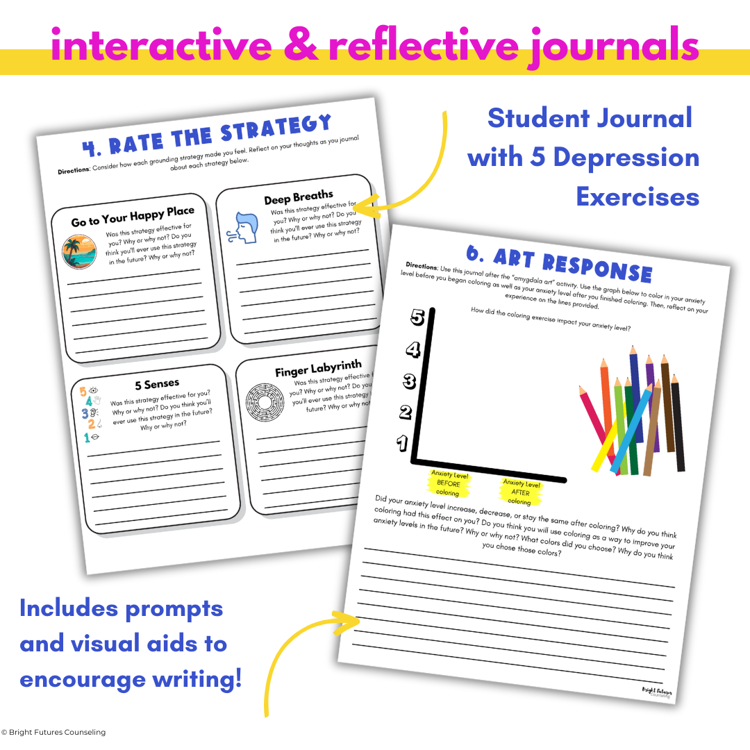 Anxiety Coping Skills Activities- Middle School Individual Counseling Curriculum