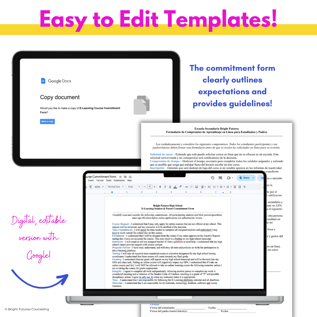 E-Learning Course Commitment Form- High School Counseling