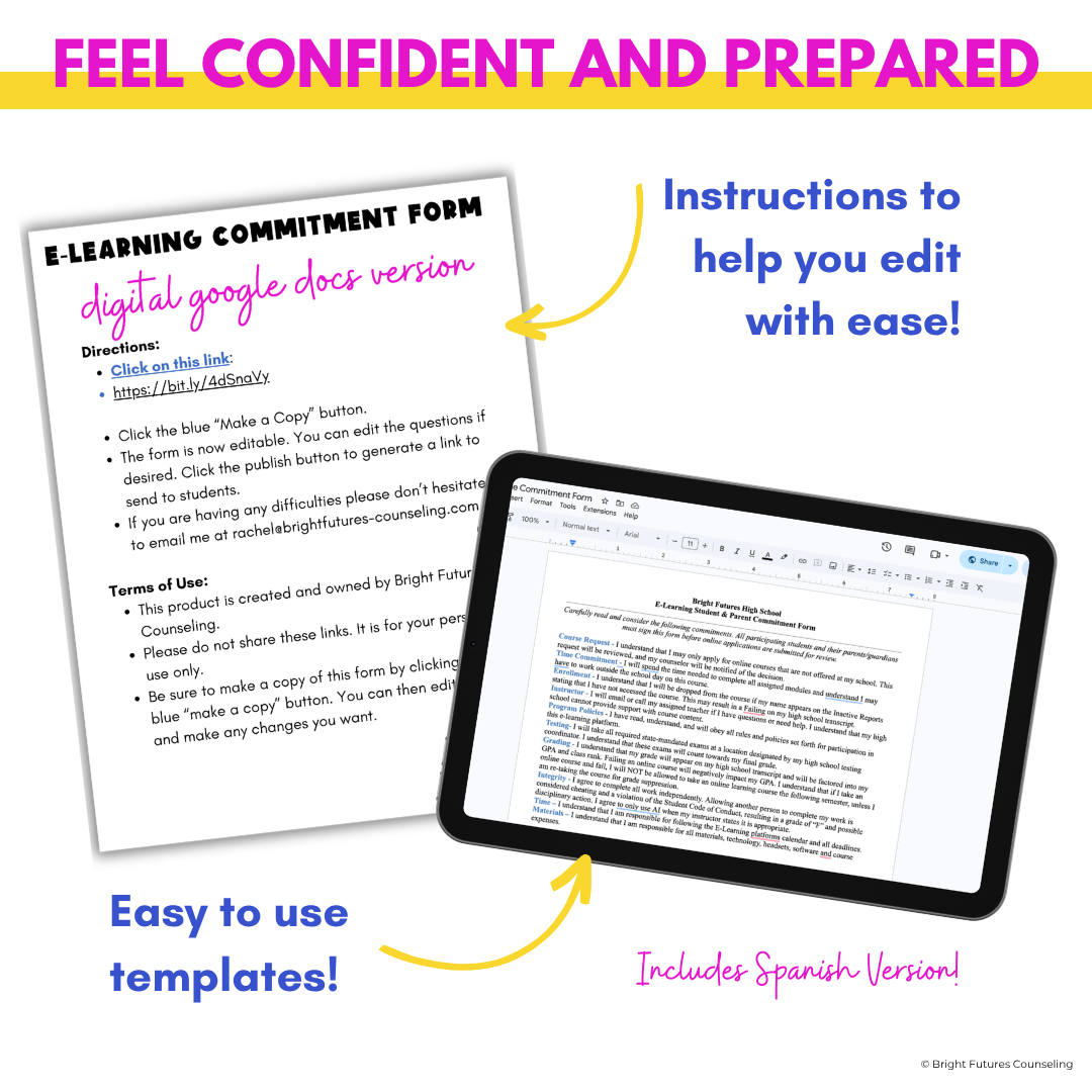 E-Learning Course Commitment Form- High School Counseling