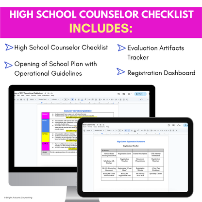 High School Counselor School Year Planning Checklist