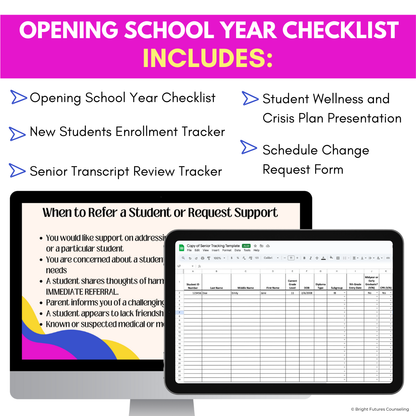 High School Counseling Opening School Year Checklist