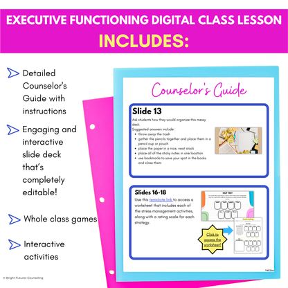 Executive Functioning Middle School Digital Counseling Lesson