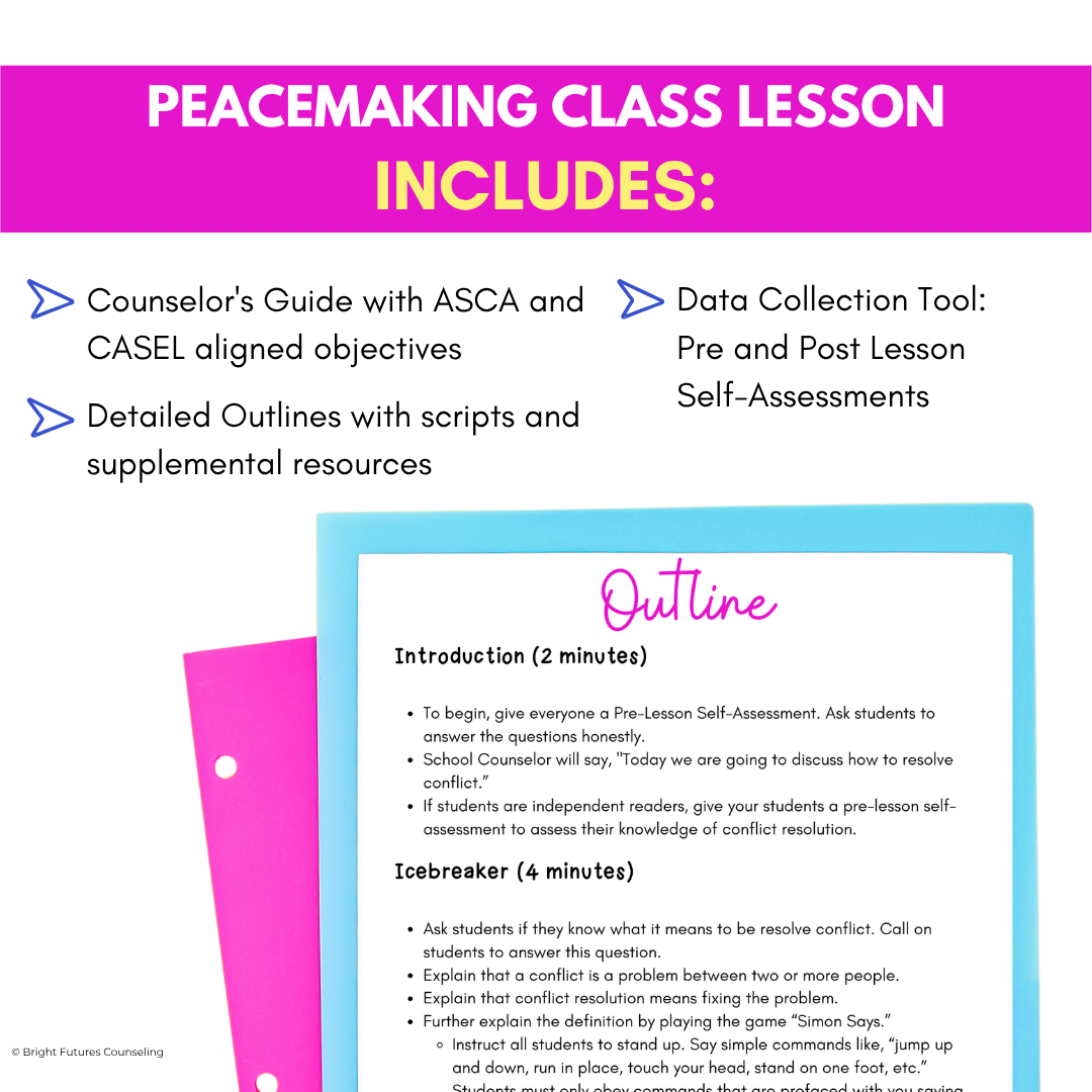 Conflict Resolution & Peacemaking School Counseling Lesson for Primary