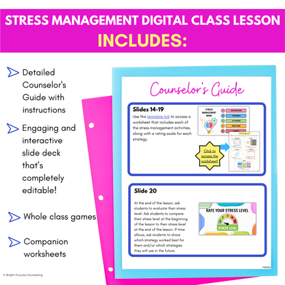 Stress Management Middle School Class Lesson - Digital & Editable