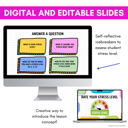 Stress Management Middle School Class Lesson - Digital & Editable