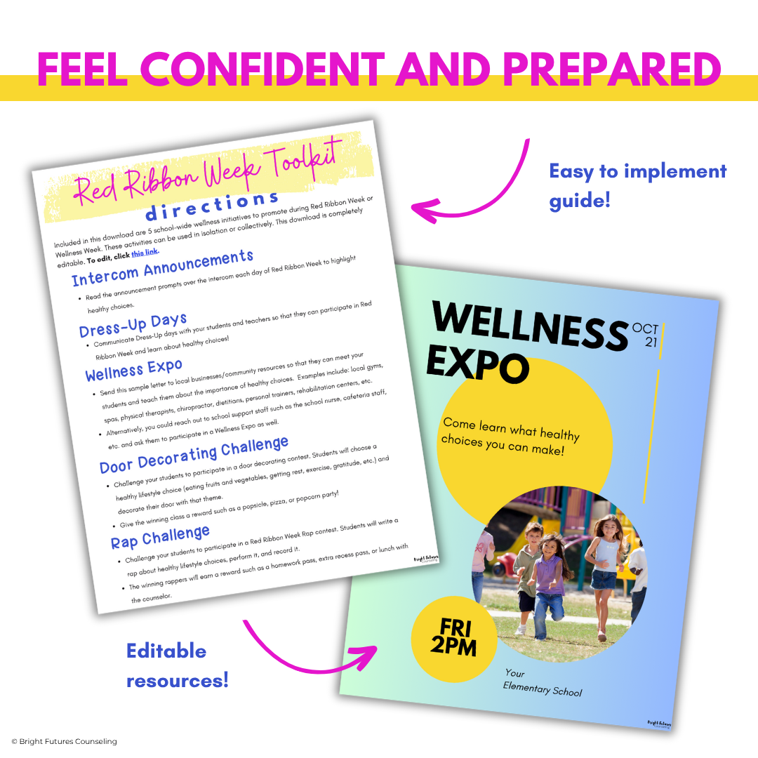 Red Ribbon Week Editable Toolkit - Wellness Week and Red Ribbon Week Activities
