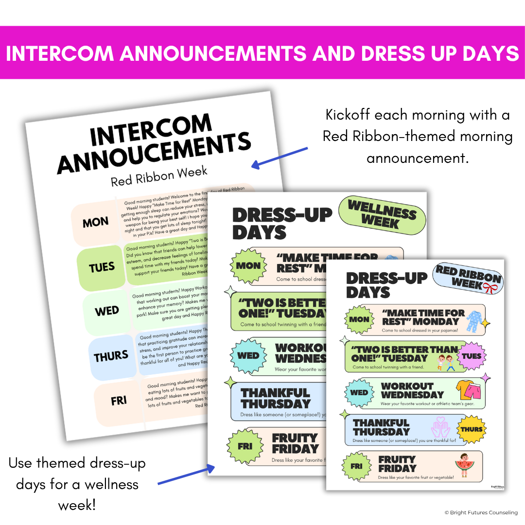 Red Ribbon Week Editable Toolkit - Wellness Week and Red Ribbon Week Activities