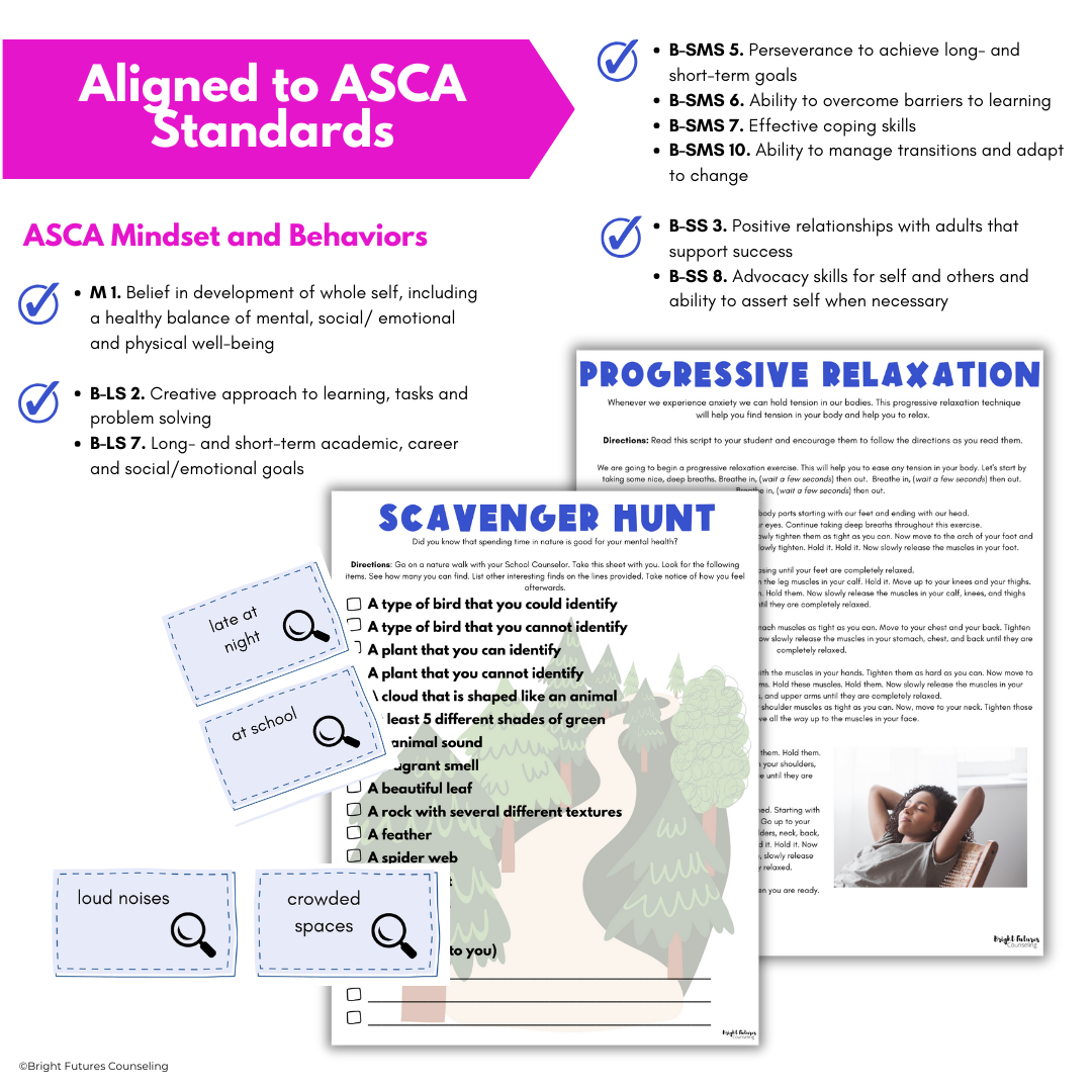 Anxiety Coping Skills Activities- Middle School Individual Counseling Curriculum