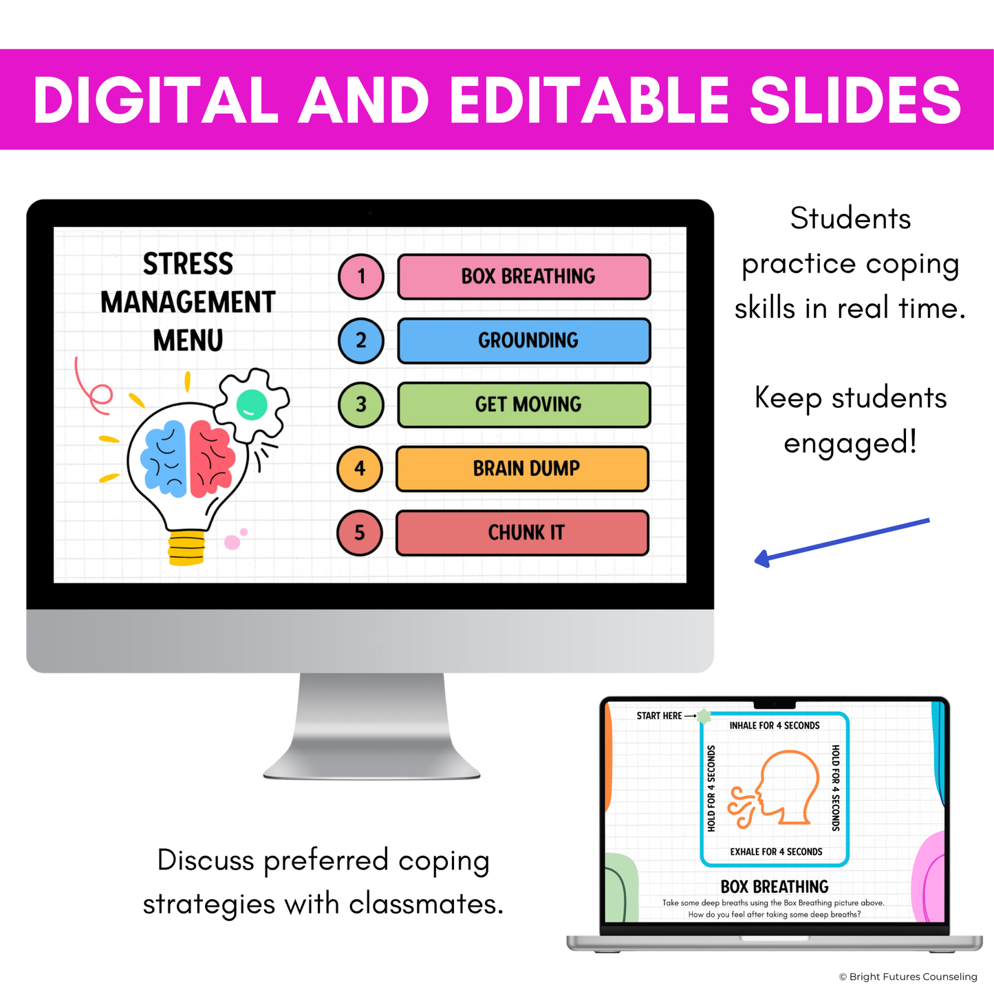 Stress Management Middle School Class Lesson - Digital & Editable