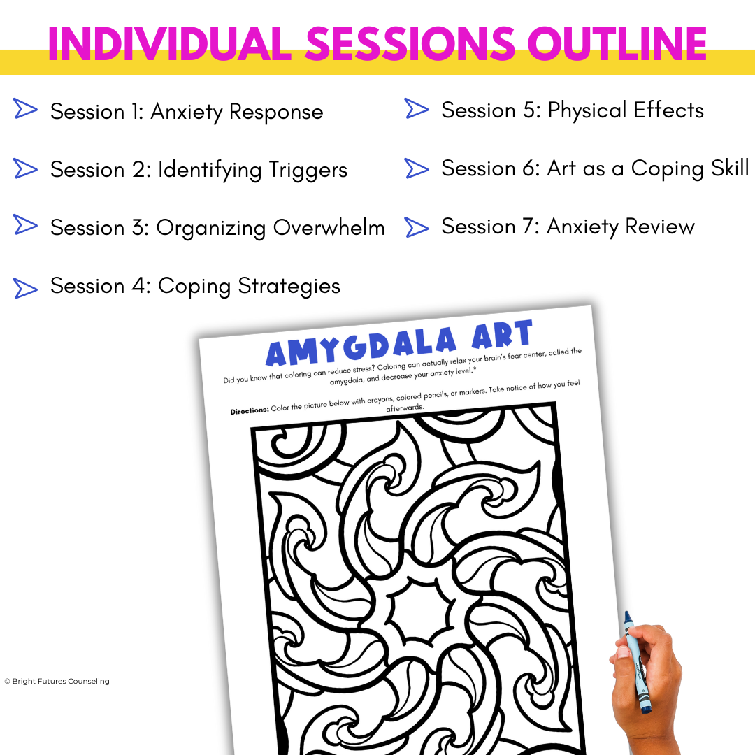Anxiety Coping Skills Activities- Middle School Individual Counseling Curriculum