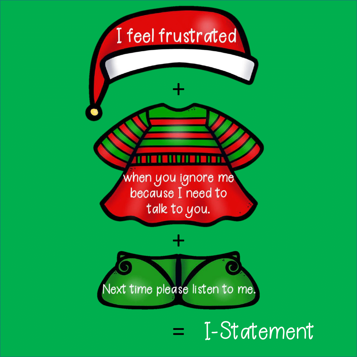 Conflict Resolution Christmas Activity Dress an Elf with I-Statements