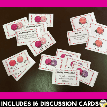 Healthy Vs. Unhealthy Relationships Discussion Cards - Valentine's Day Themed