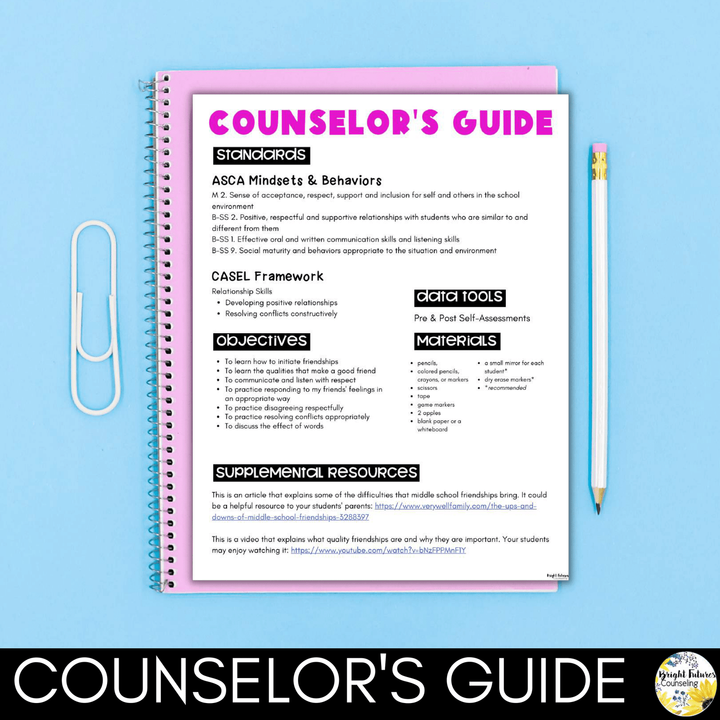 Friendship & Conflict Resolution Group Counseling Lesson Plans for Middle School