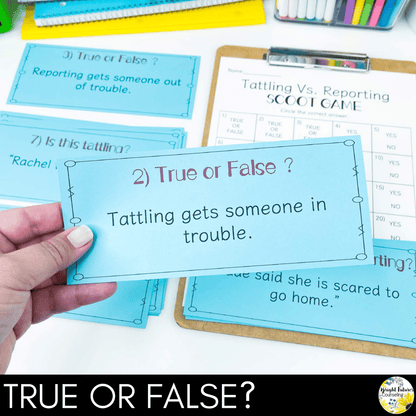 Tattling Vs Reporting Scoot Game School Counseling Game