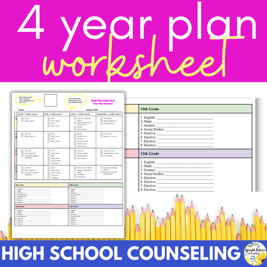 High School Counseling 4 Year Plan Worksheet