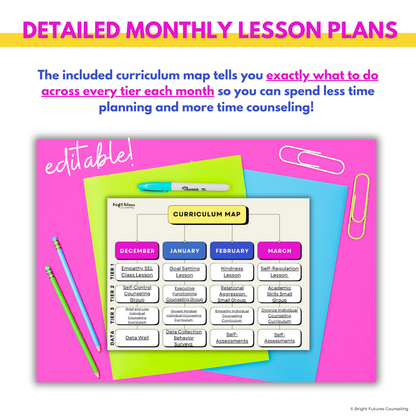 School Counseling Lesson Plans - Year Long Curriculum Map (PDF)